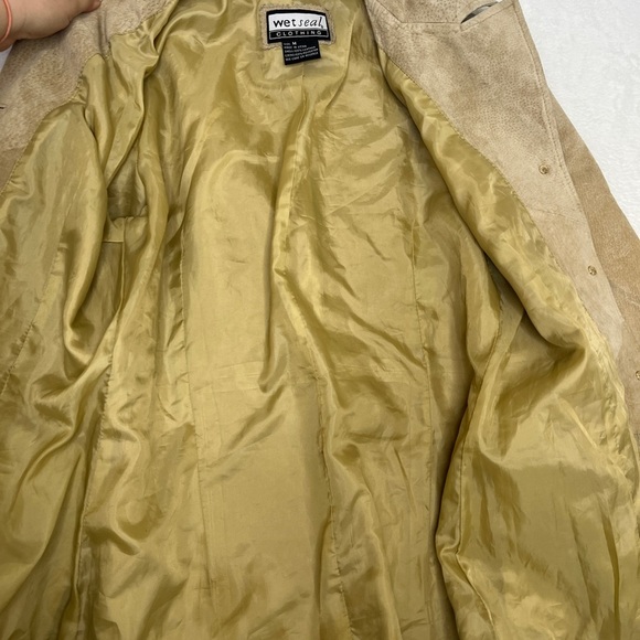 VTG Y2K Wet Seal Tan Suede Leather Collared Jacket Sz M Gilmore Girls Western - Picture 5 of 10